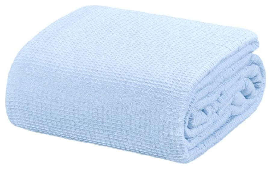 Crover Collection All Season Thermal Waffle Cotton Blanket, Cashmere Blue, Twin