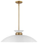Perkins 1-Light Large Pendant, Matte White With Burnished Brass