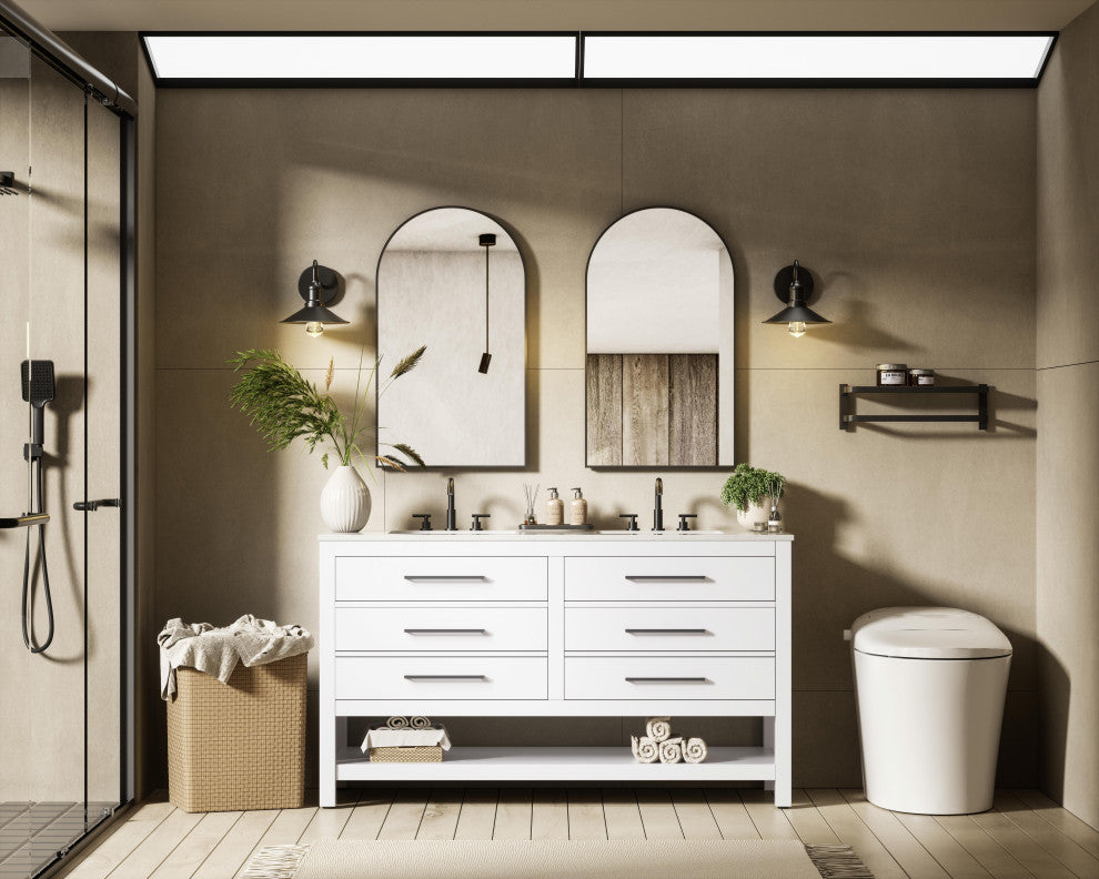 Home Living 60" Double Bathroom Vanity, White