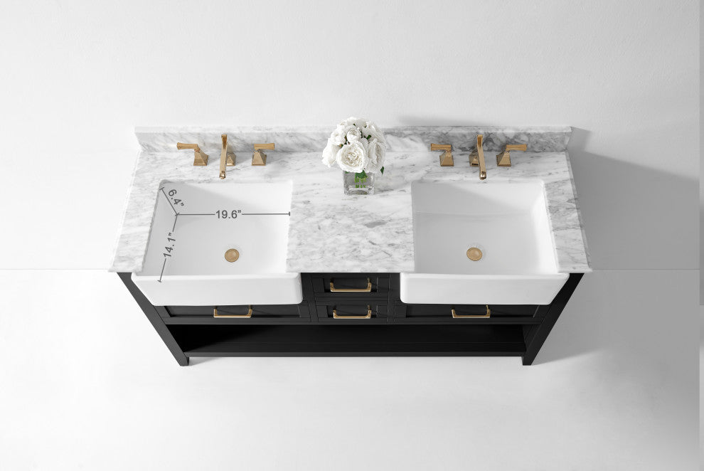 Hayley Bathroom Vanity Set, Black Onyx, 60"