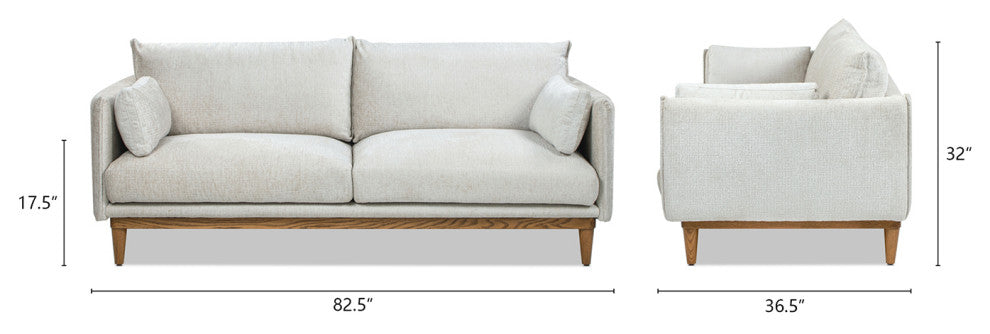 Haven 83" Oak Wood Flange Arm Sofa, Marled Gray Chenille