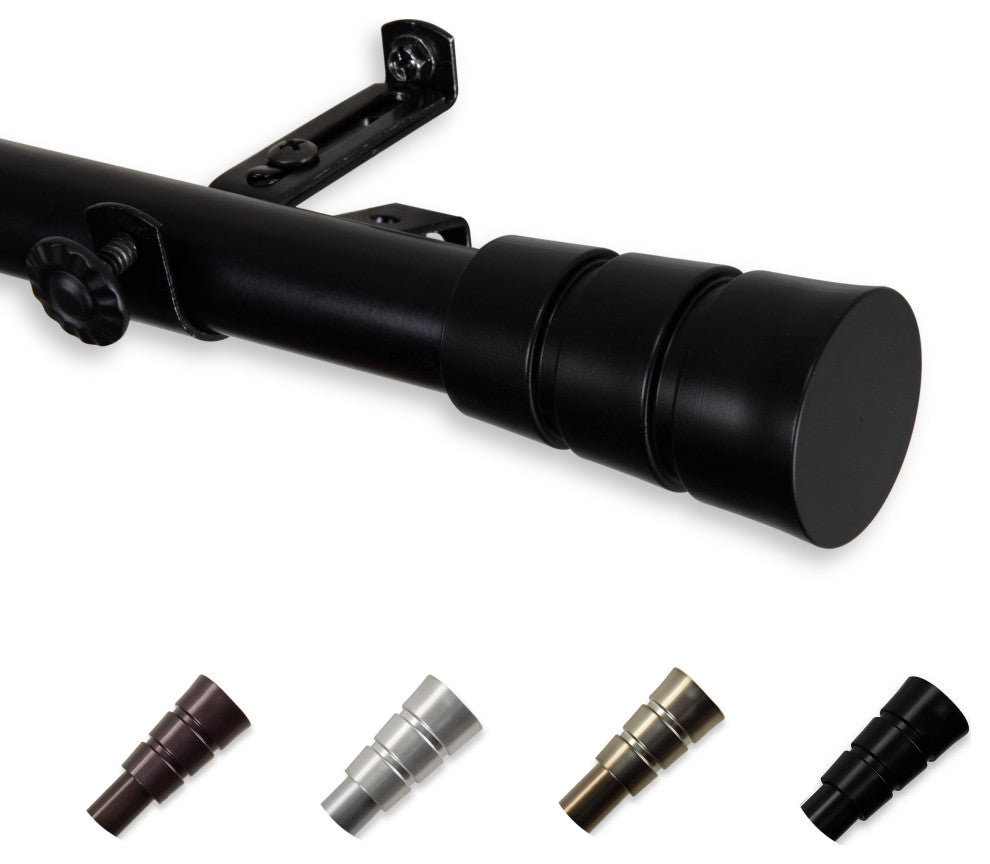 Noah 13/16" Diameter Curtain Rod, Black, 18-28"