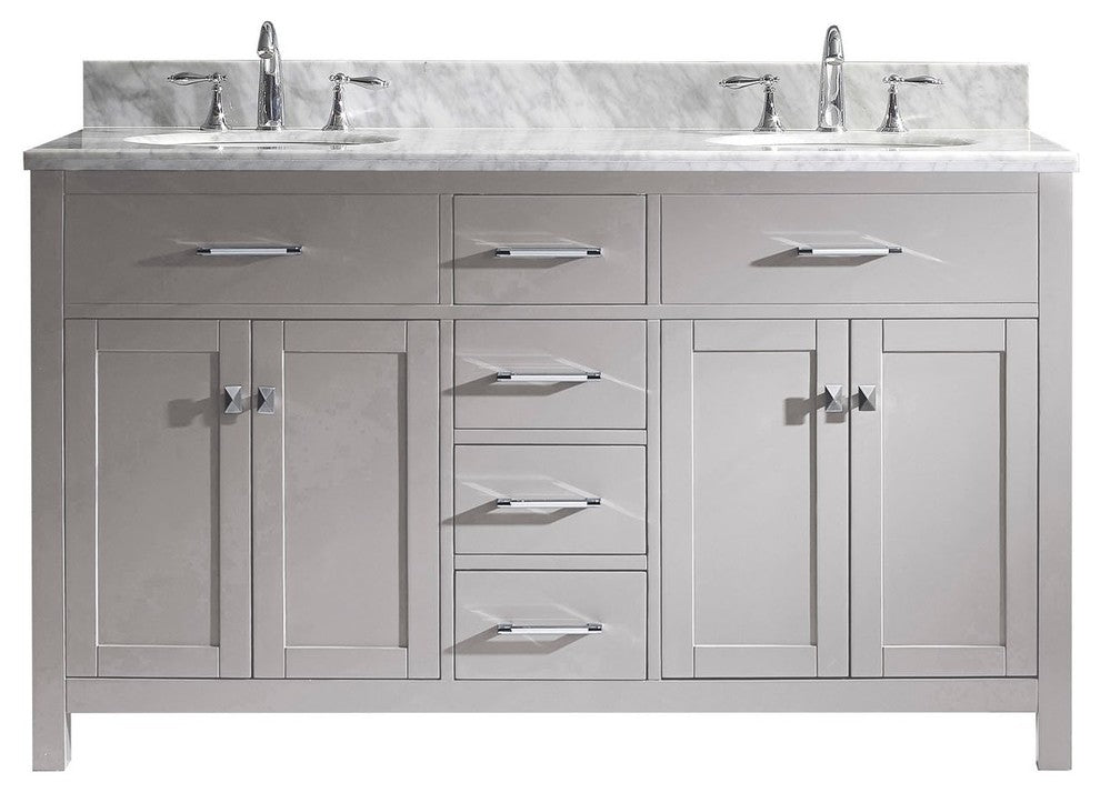 Caroline 60" Double Bathroom Vanity Set, Cashmere Gray