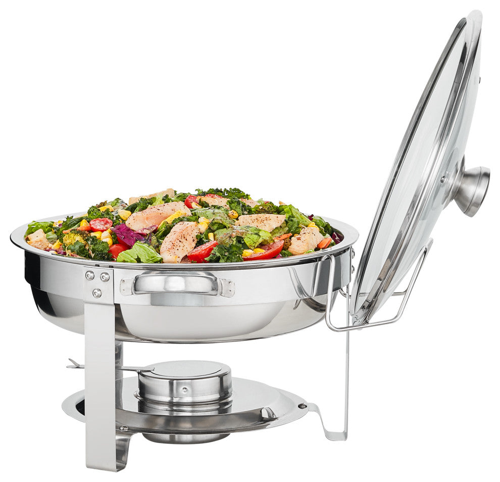 VEVOR 2-Pack Round Chafing Dish Set With Full-Size 4Qt Pan Glass Lid Fuel Holder