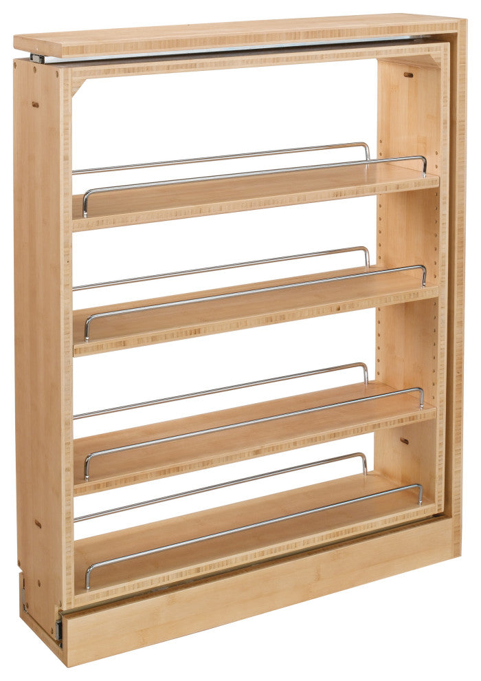 Wood Base Filler Pull Out Organizer for New Kitchen Applications, 6"