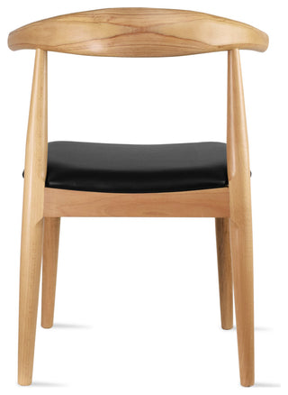Set of 2 Modern Wooden Elbow Dining Chairs With PU Leather or Beige Fabric Seat, Natural