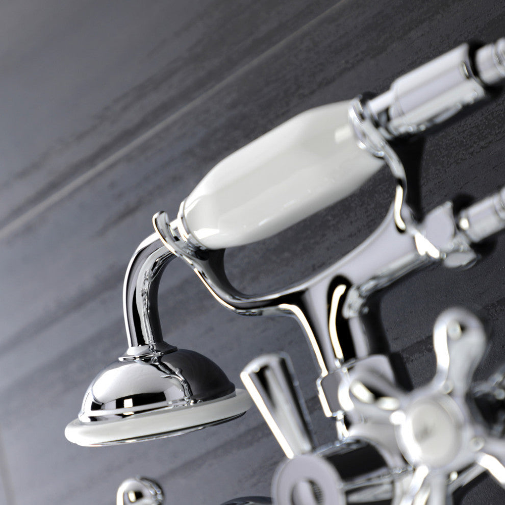 KS226C Wall Mount Tub Faucet With Hand Shower, Polished Chrome