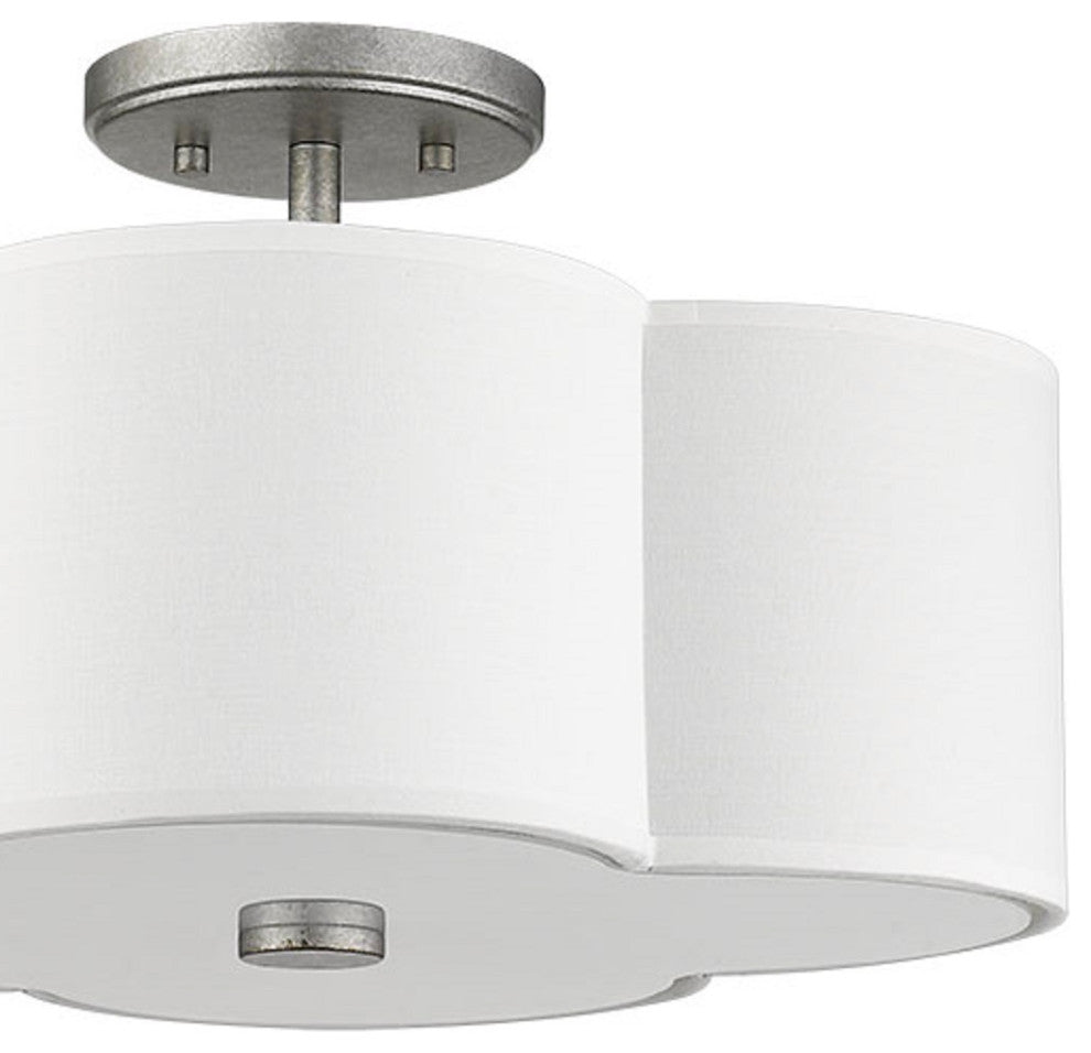 3 Light Quatrefoil Semi-flush Ceiling Mount Lighting Fixture in Antique Silver