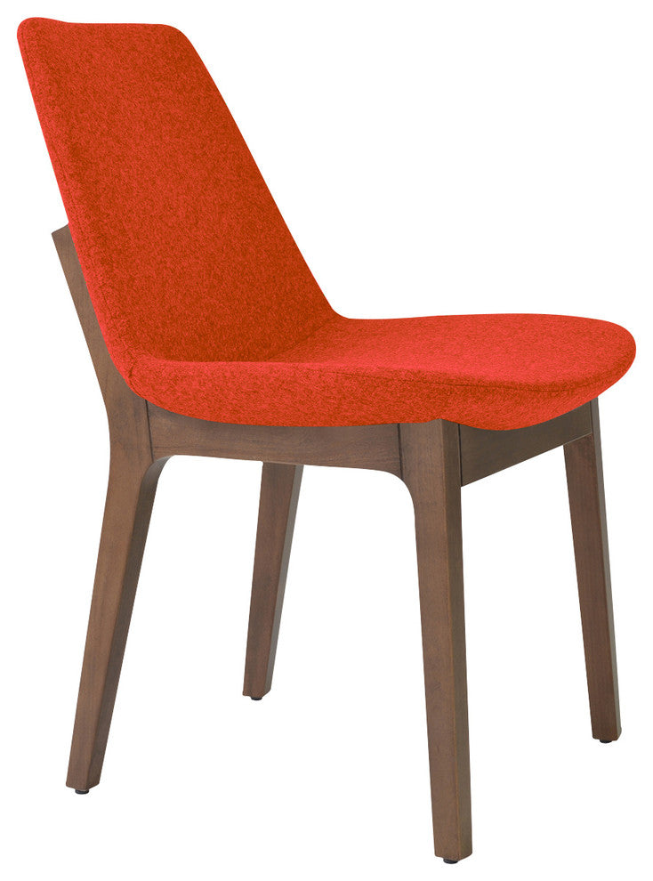 Eiffel Wood Dining Chair, American Walnut Base, Orange Camira Wool