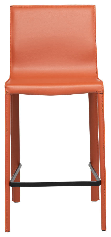 Elite Living Stan Leather 26" Counter Height Bar Stool, Orange