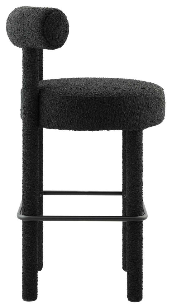 Toulouse Boucle Fabric Bar Stool - Black Black
