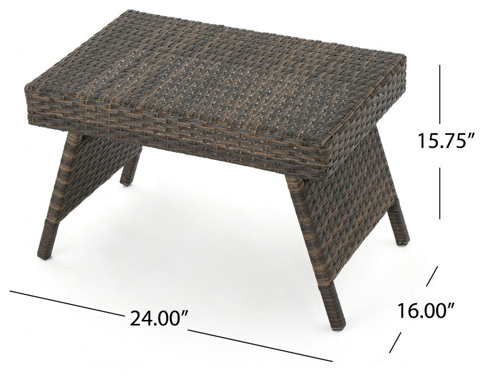 Olivia Outdoor Wicker Folding Side Table, Multibrown, Single