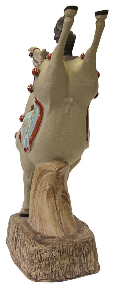 Chinese Ceramic Tan Color Artistic Horse Back Legs Up Figure Hws3084B