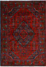 Khamyab Nevaeh Red/Navy Rug, 3'3x4'11