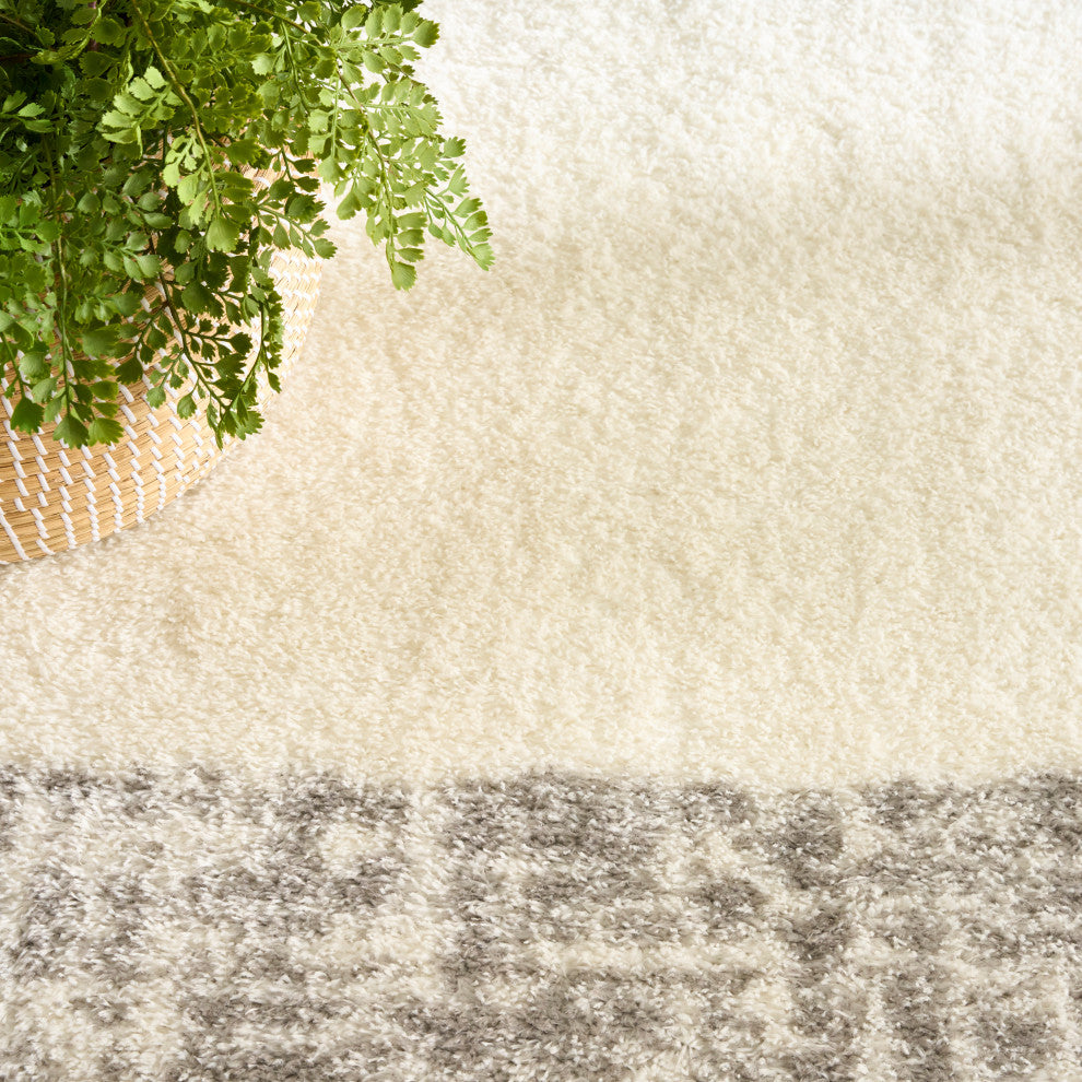 Nourison Pacific Shag 7'10" x 9'10" Ivory Grey Shag Indoor Rug