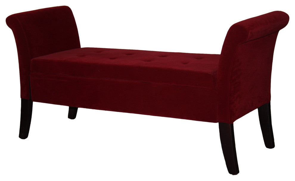 Deep Red Settee Style Storage Bench
