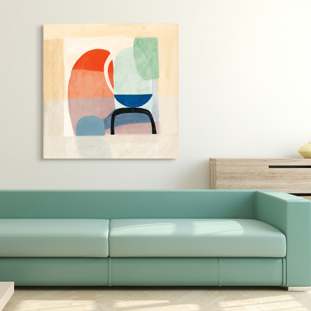 "Multiform II" Abstract Wall Art on Frameless Free Floating Tempered Glass