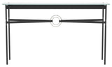 Equus Console Table, Black Finish - Sterling Accents - Black Leather Strap