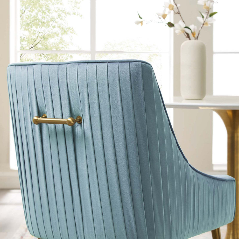 Light Blue Discern Pleated Back Upholstered Performance Velvet Dining Chair