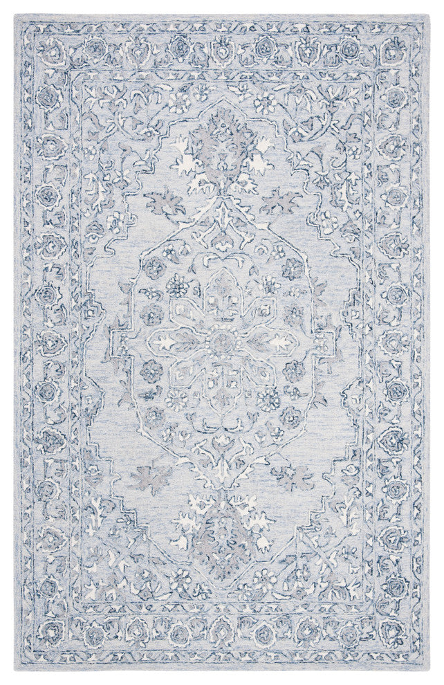 Safavieh Micro-Loop Collection MLP504 Rug, Light Blue/Ivory, 4' X 6'
