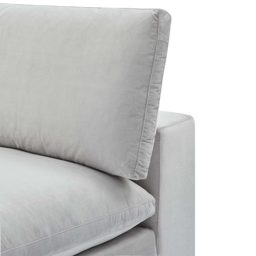 Sofa Middle Chair, Velvet, Gray, Modern, Living Lounge Hotel Hospitality