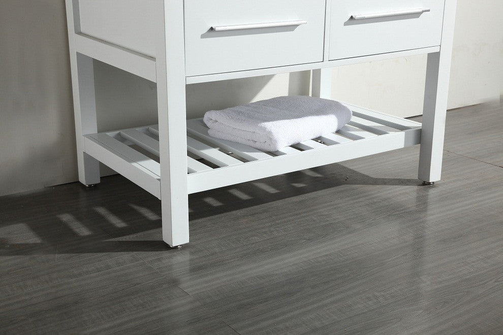 Eviva Natalie F 36 White Bathroom Vanity Carrera Marble Top and Porcelain Sink