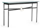 Equus Console Table, Black Finish - Soft Gold Accents - Black Leather Strap