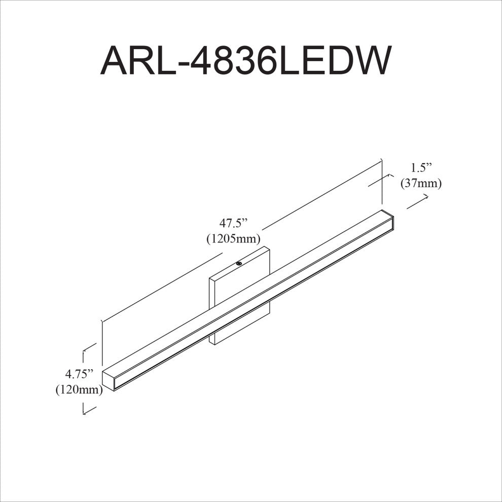 48" Arandel Modern Bathroom Vanity Light, Polished Chrome