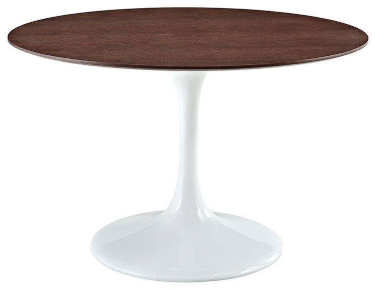 Modern White Tulip 48" Round Walnut Dining Table