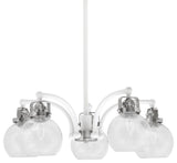 Easton, 5 Light, Chandelier, White & Brushed Nickel, 5.75" Clear Bubble