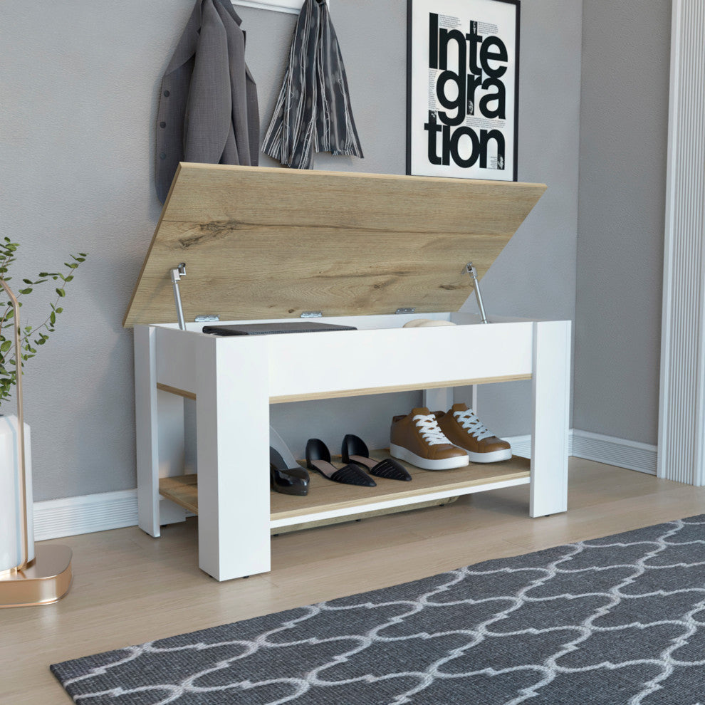 Daffodil Storage Table, Light Oak-White