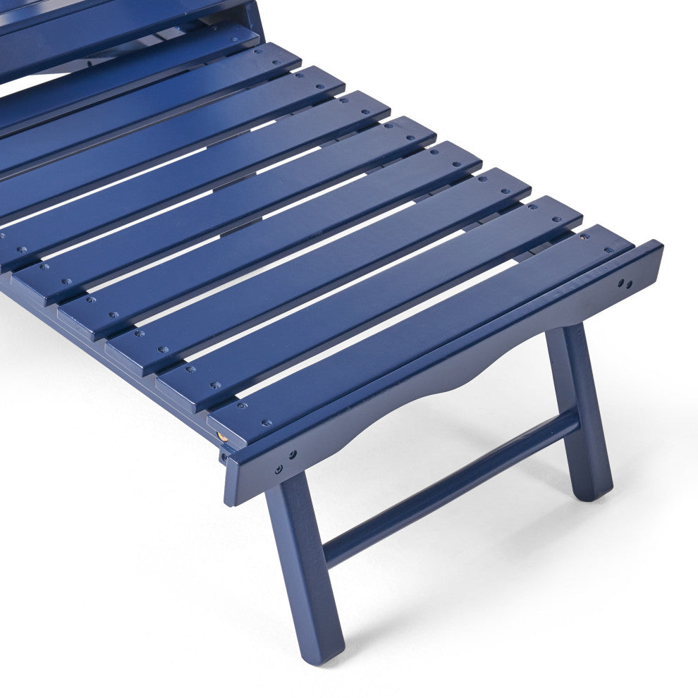 GDF Studio Katherine Outdoor Reclining Wood Adirondack Chair With Footrest, Navy