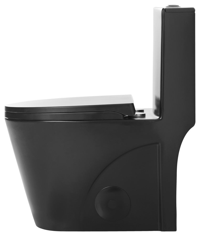 Fine Fixtures Dual-Flush Elongated One-Piece Toilet With High Efficiency Flush, Matte Black
