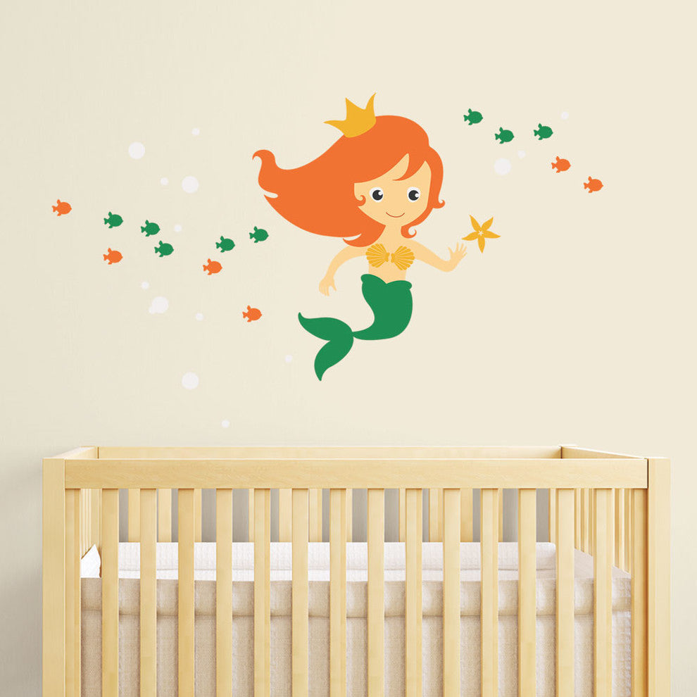 Mermaid Wall Decal, Scheme C, Small