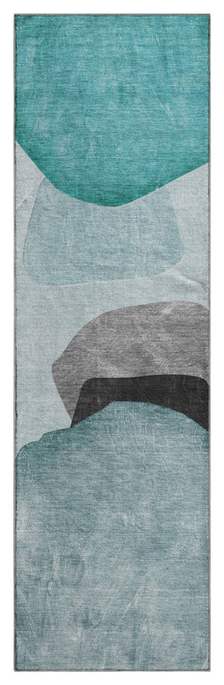 Premium Machine Washable Mayfield AMF547 Teal 2'3" x 7'6" Runner Rug