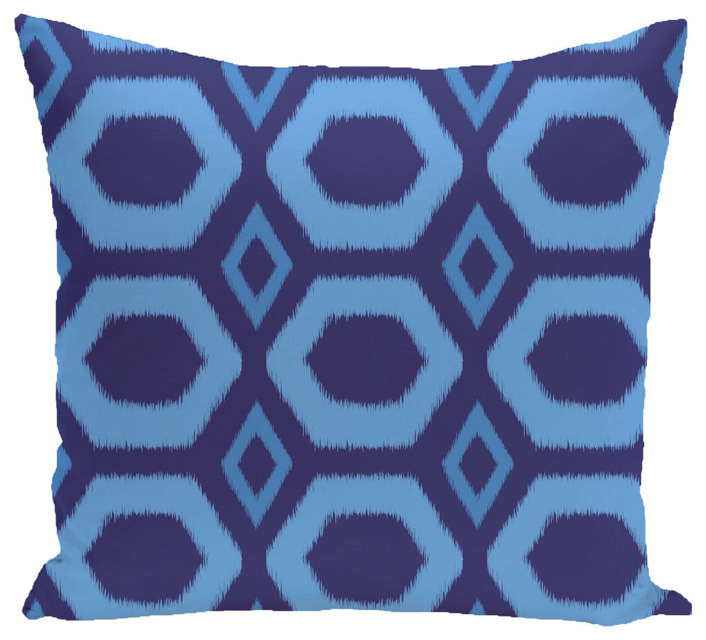 Hugs And Kisses Geometric Print Pillow, Brighter Sky, 20"x20"