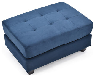 Cardiff Micro Suede Ottoman, Navy Blue