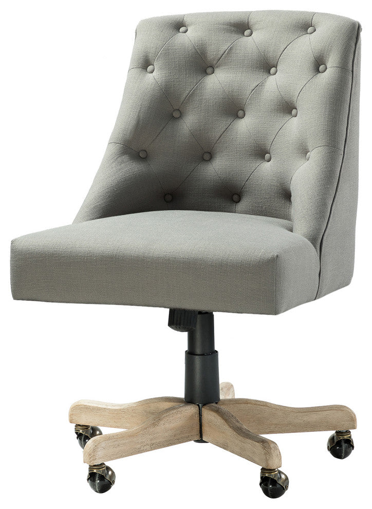 Swivel Task Chair With Tufted Back, Gray