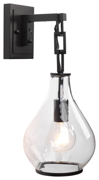 Tear Drop Hanging Wall Sconce, Clear Glass and Bronze
