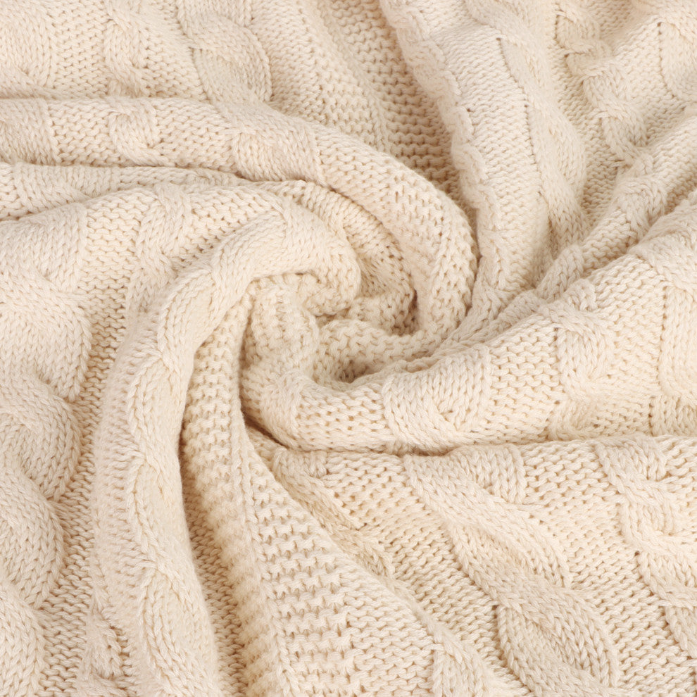 Delara GOTS Certified Organic Cotton Throw Blanket 50x70 inches, Natural