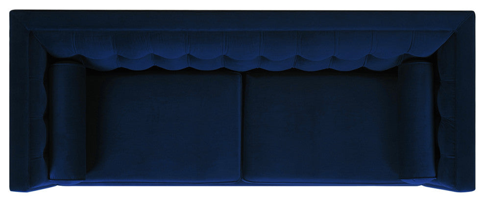 Jack 84" Modern Tuxedo Tufted Sofa, Navy Blue Velvet