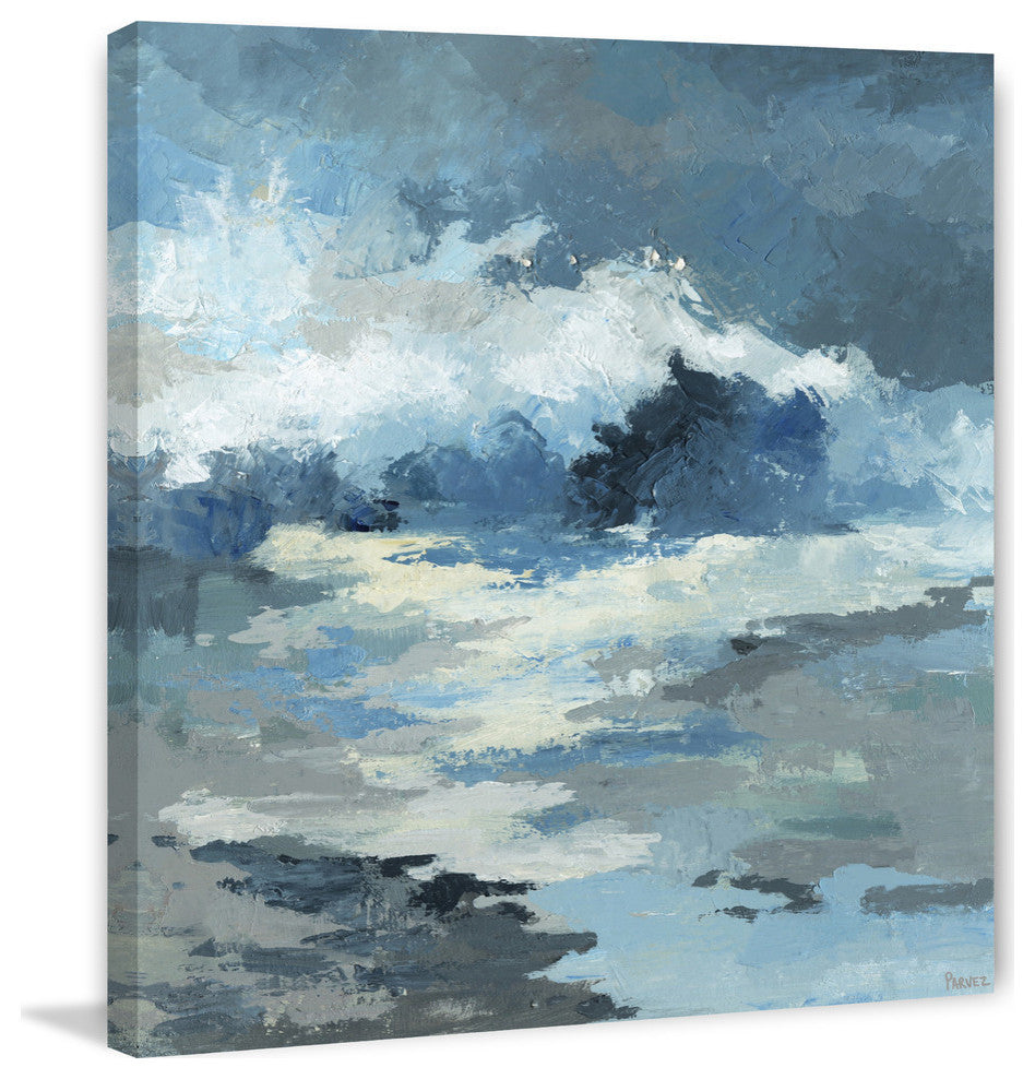 "Camouflage Blue Waves" Painting Print on Wrapped Canvas, 48"x48"