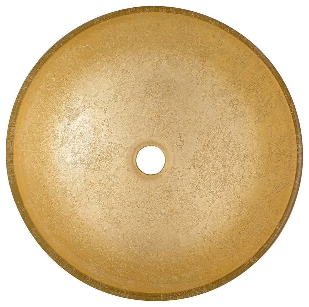 Fine Fixtures Modern Glass Vessel Round 16x16, Gold