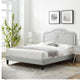 Platform Bed Frame, King Size, Velvet, Light Gray, Modern Contemporary