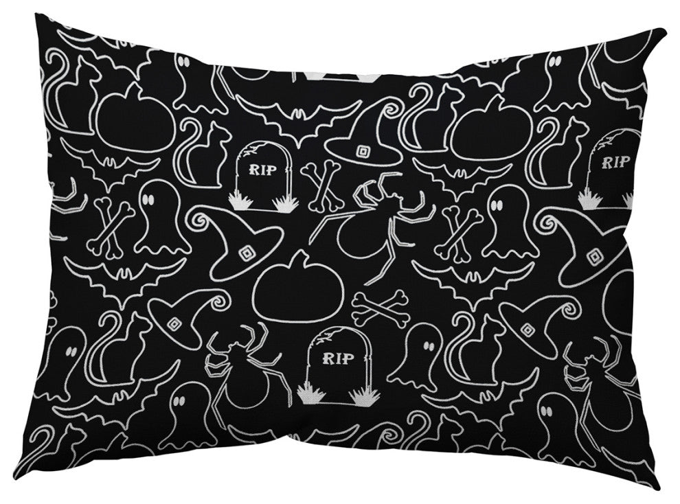 Halloween Outlines Accent Pillow, Black, 14"x20"
