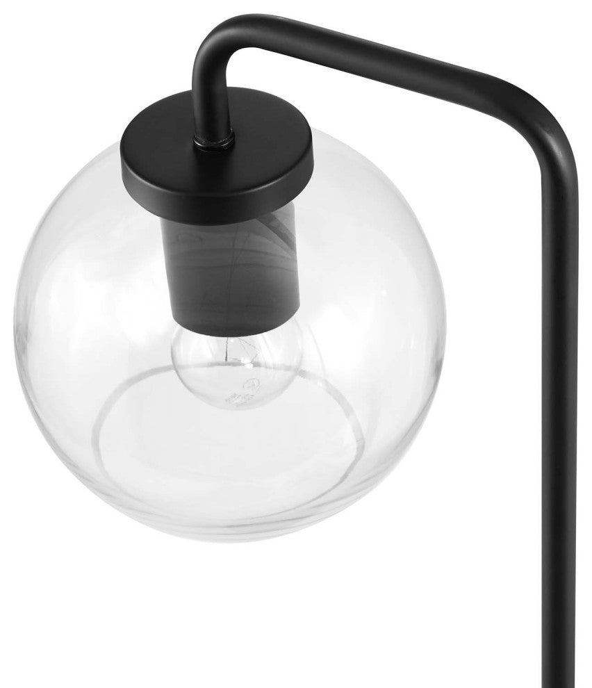 Table Desk Lamp, Black, Glass, Metal, Modern, Mid Century Bistro Hospitality