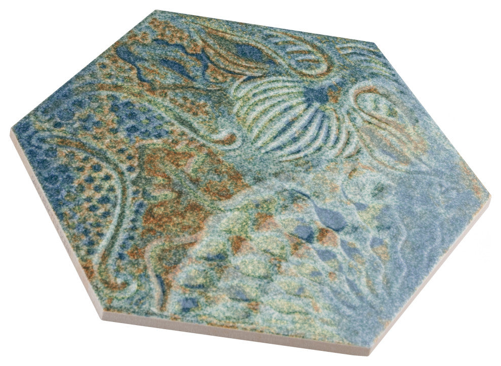 Gaudi React Hex Ocean Porcelain Floor and Wall Tile