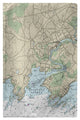 Betsy Drake Branford Harbor, CT Nautical Map Beach Towel