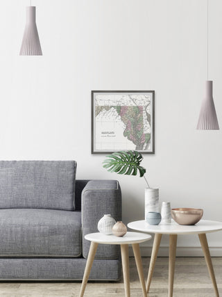 "Maryland Colored Map" Framed Painting Print, 24x24