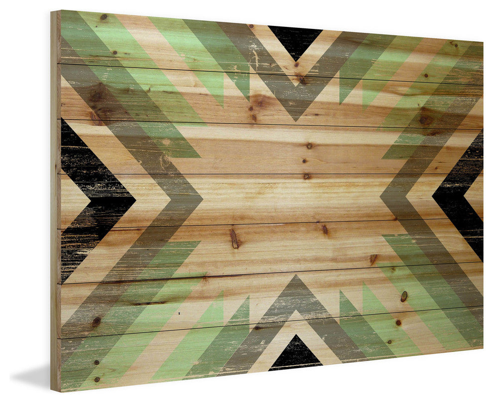 "Green Paths" Painting Print on Natural Pine Wood
